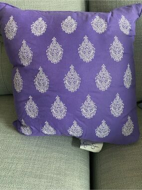 Jessica Simpson Purple Pillow with White Damask Motifs
